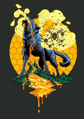 Lobos Hidromel - mead brand illustration